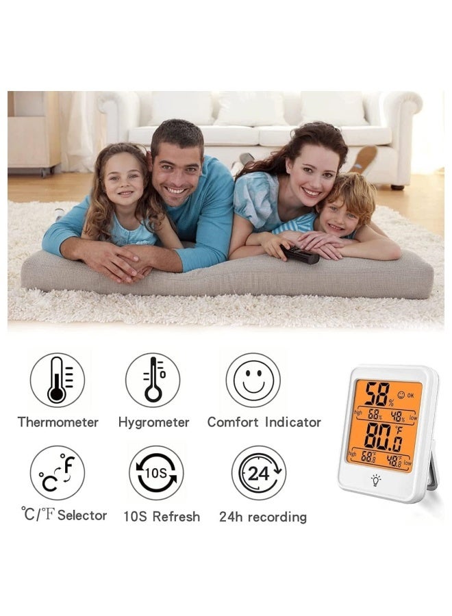 SUPER SO Indoor Thermometer Digital Hygrometer Room Thermometer Humidity Monitor with Backlight, Suitable for Bedroom, Baby Room, Wine Cellar, Laboratory (White) - Image 3