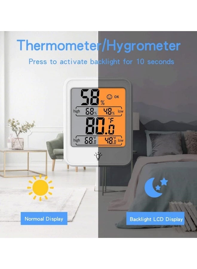 SUPER SO Indoor Thermometer Digital Hygrometer Room Thermometer Humidity Monitor with Backlight, Suitable for Bedroom, Baby Room, Wine Cellar, Laboratory (White) - Image 5