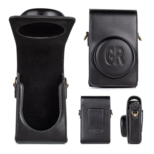 kinokoo Protective Case for Ricoh GR/GR II/GR III/IIIX /GR IV Camera, PU Leather GR GR II GR III GR IIIX GR IVCamera Case Cover with Shoulder Strap - Retro Style Easy Carrying Bag- Black - Image 5