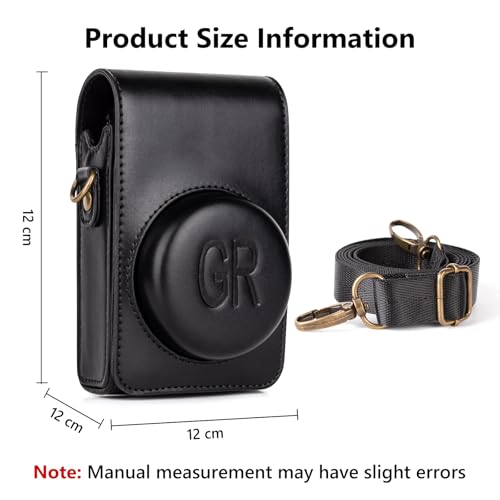 kinokoo Protective Case for Ricoh GR/GR II/GR III/IIIX /GR IV Camera, PU Leather GR GR II GR III GR IIIX GR IVCamera Case Cover with Shoulder Strap - Retro Style Easy Carrying Bag- Black - Image 3