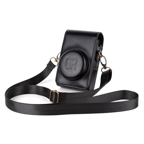 kinokoo Protective Case for Ricoh GR/GR II/GR III/IIIX /GR IV Camera, PU Leather GR GR II GR III GR IIIX GR IVCamera Case Cover with Shoulder Strap - Retro Style Easy Carrying Bag- Black - Image 1