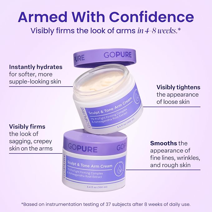 goPure Sculpt & Tone Arm Cream - Firming & Tightening Cream - Smooths, Lifts, Sculpts the Look Of Arms - ProTight Complex - Rice Protein, Shea Butter, Avocado - Clinically Tested - All Skin Types - Image 2