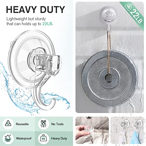 VIS'V Wreath Hanger, Large Suction Cup Wreath Hooks, Heavy Duty, 22 LB Capacity, Removable and Reusable, Clear, 6 Pcs - Image 3