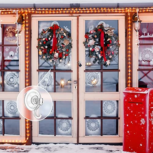 VIS'V Wreath Hanger, Large Suction Cup Wreath Hooks, Heavy Duty, 22 LB Capacity, Removable and Reusable, Clear, 6 Pcs - Image 2