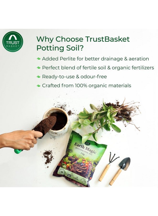 TrustBasket خليط زراعة سحر الأرض من ترست باسكت - 1 كجم | 100% طبيعي | زراعة | خليط تربة للنباتات في الأصص | سماد للزراعة المنزلية | بدون رائحة - Image 3