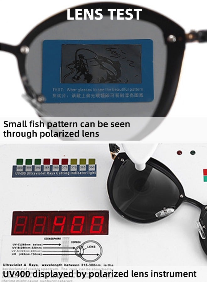 نظارات شمسية مستقطبة عالية الدقة على شكل عين القطة | إطار ذهبي عتيق وعدسات رمادية سوداء | حماية من الأشعة فوق البنفسجية 400 | بيان أزياء مضاد للتوهج | نظارات شمسية أنيقة خفيفة الوزن مصنوعة من سبائك معدنية ملونة فاخرة توفر حماية من الأشعة فوق البنفسجية - Image 5