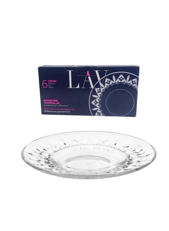 LAV Odin 124mm Glass Tea Saucer Set of 6 – Premium Glass Saucers for Tea Cups, Coffee, and Elegant Dining - Image 2