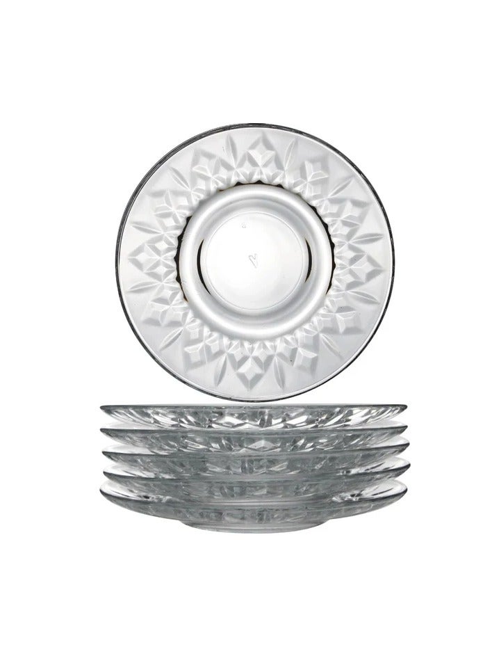 LAV Odin 124mm Glass Tea Saucer Set of 6 – Premium Glass Saucers for Tea Cups, Coffee, and Elegant Dining - Image 1