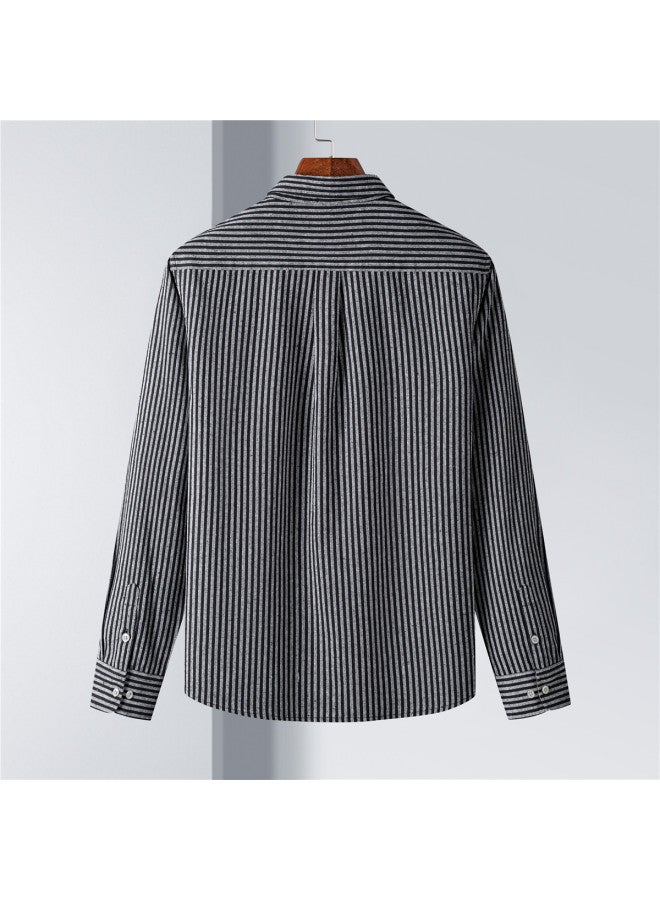 ROMON Two-way Wear With Linen】men's Striped Long Sleeve Shirt, Breathable And Comfortable Men's Shirt - Image 4