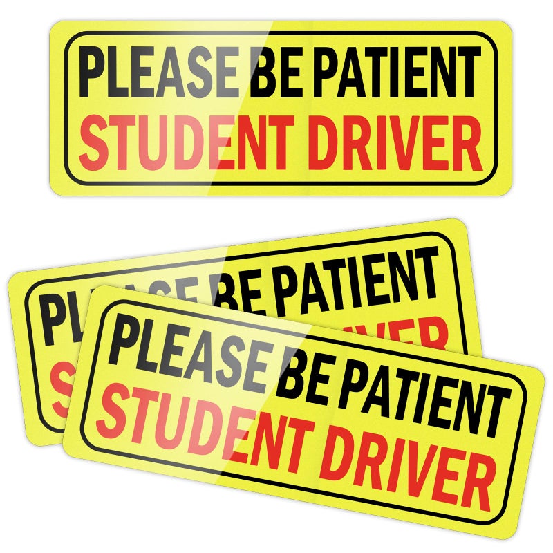 JUSTTOP Please Be Patient Student Driver, Student Driver Magnet for Car, New Driver Magnet for Car, Reusable Movable Reflective Safety Warning Bumper Magnets - Image 1