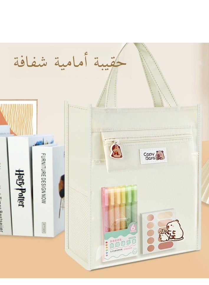 Waterproof Teaching Bag for Egyptian Pupils - Transparent Art Supplies Bag | Fits Tablet-Oxford Dustproof Cloth | Private Tutor Bag with Buttons - Image 2