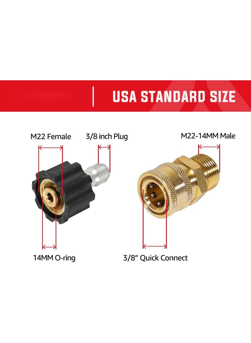 Pressure Washer Adapter Set, M22-14mm to 3/8 Quick Connect Kit, 3/4 Garden Hose Quick Release Fittings, Solid Brass, Tool Daily Quick Connect Kit, Metric Stainless Steel, 4PCS - Image 4