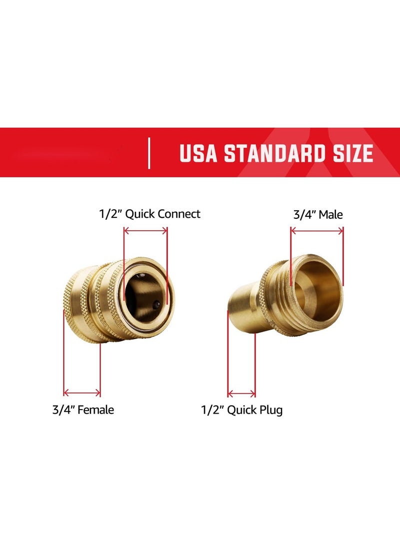 Pressure Washer Adapter Set, M22-14mm to 3/8 Quick Connect Kit, 3/4 Garden Hose Quick Release Fittings, Solid Brass, Tool Daily Quick Connect Kit, Metric Stainless Steel, 4PCS - Image 2