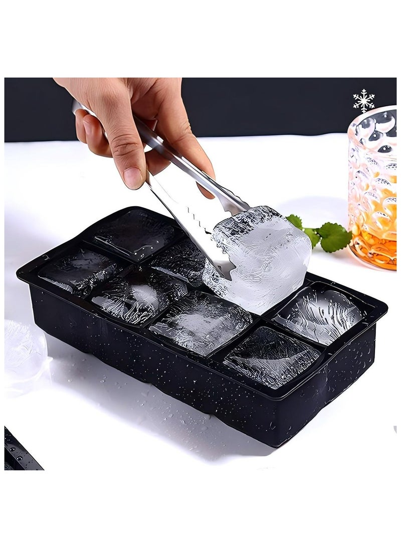 ZIMNEST - Ice Cube Tray, Ice Cube Maker (Pack of 2) - Flexible 8 Cavity Square Large Ice Cube Trays, Silicone Ice Cube Tray, Ice Cube Mold, Slow Melting Ice Cube for Chilling Cocktails, Drinks, Juice - Image 1