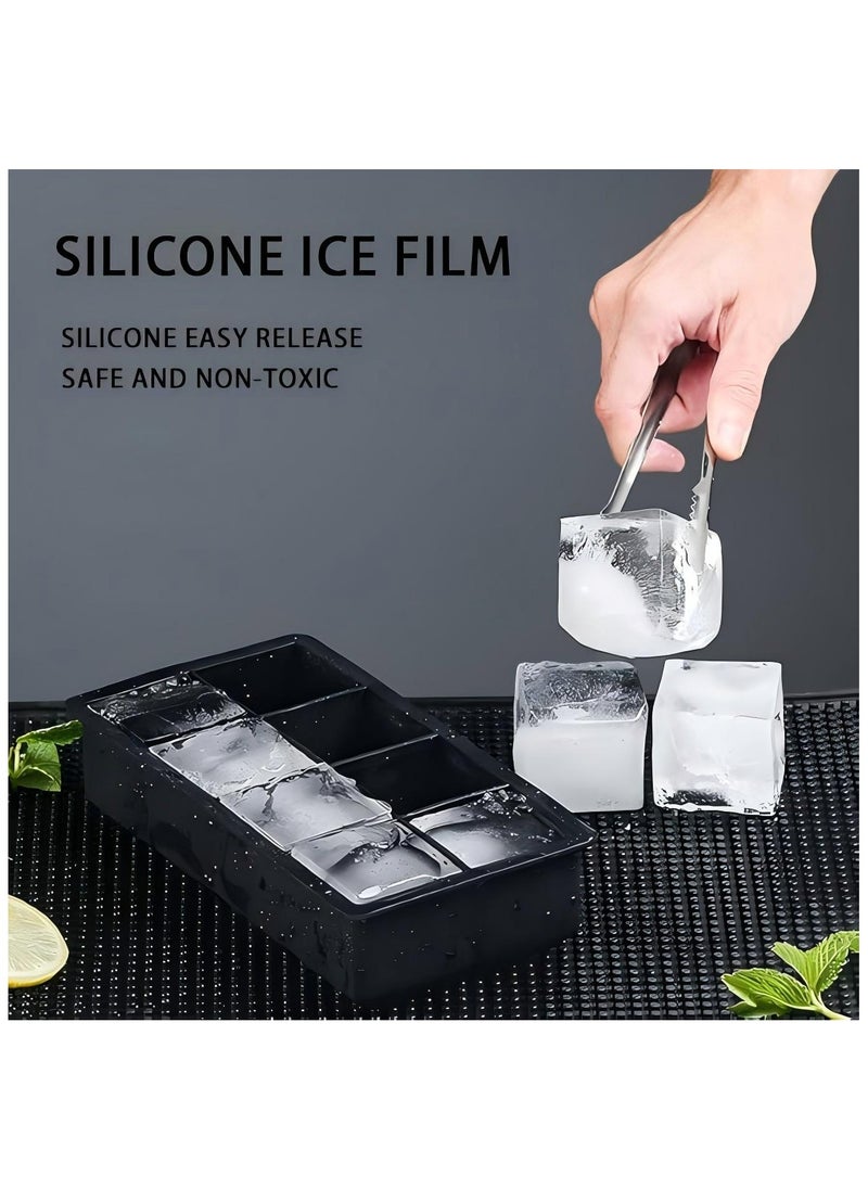 ZIMNEST - Ice Cube Tray, Ice Cube Maker (Pack of 2) - Flexible 8 Cavity Square Large Ice Cube Trays, Silicone Ice Cube Tray, Ice Cube Mold, Slow Melting Ice Cube for Chilling Cocktails, Drinks, Juice - Image 1