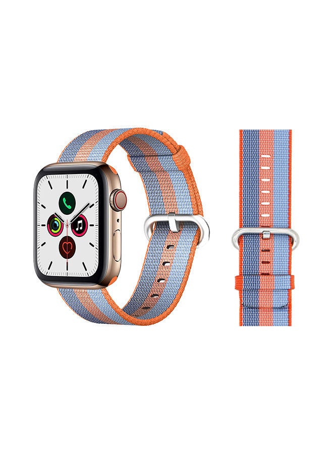 NIBEMINENT Round Buckle Nylon Replacement Band For Apple Watch Series 5/4/3/2/1 Orange Blue - Image 1