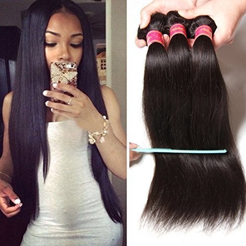 Nadula Hair 12A Brazilian Straight Virgin Human Hair 3 Bundles 100 Unprocessed Virgin Remy Silky Straight Human Hair Weave Extension for Black Women Natural Color 16 18 20