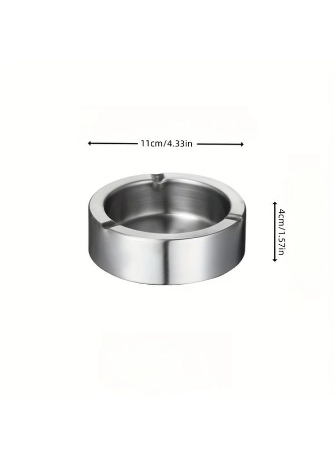 Stylish Round Stainless Steel Ashtray Silvery For Office Home Hotel - Image 3