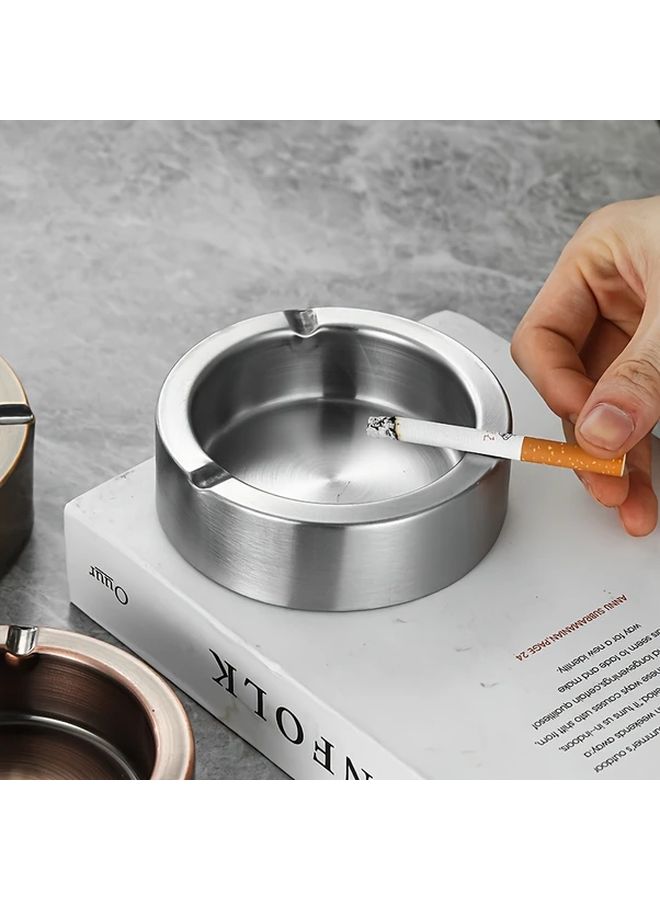 Stylish Round Stainless Steel Ashtray Silvery For Office Home Hotel - Image 4