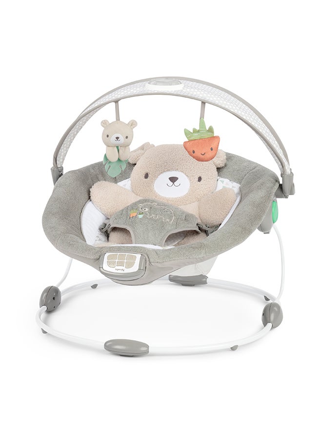 ingenuity - InLighten Baby Bouncer Seat with Light Up Toy Bar and Bunny Tummy Time Pillow Mat - Image 1