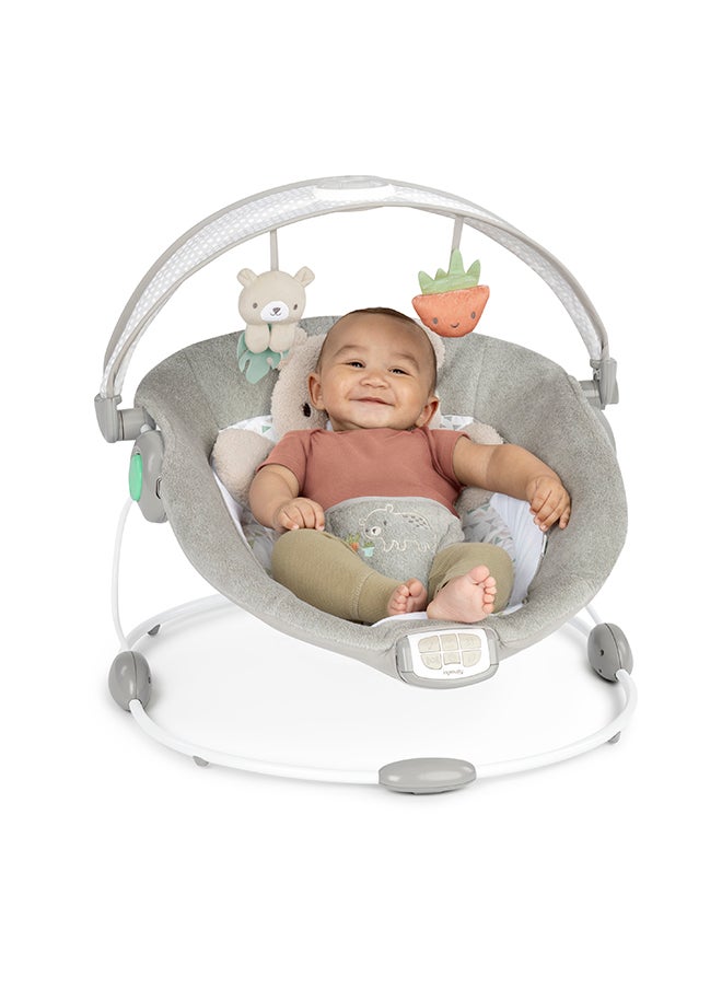 ingenuity - InLighten Baby Bouncer Seat with Light Up Toy Bar and Bunny Tummy Time Pillow Mat - Image 1