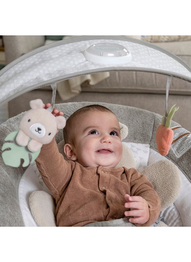 ingenuity - InLighten Baby Bouncer Seat with Light Up Toy Bar and Bunny Tummy Time Pillow Mat - Image 1