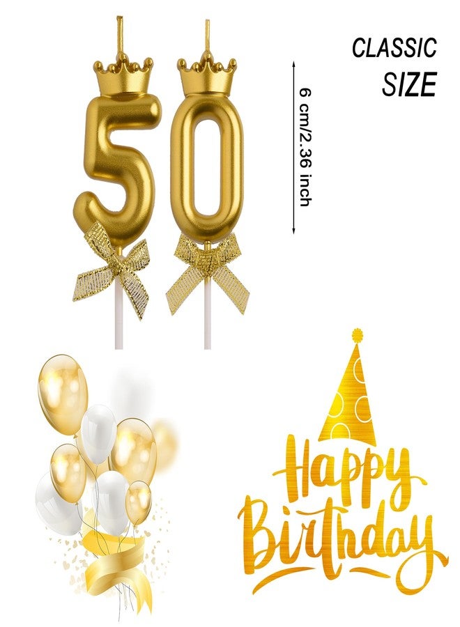 AOOLADA 50th Birthday Candles, Gold 50 Year Old Number Birthday Candles, Number 50 Candles for Men Women, Happy Birthday Party Decorations Cake Topper Gifts for Wedding Anniversary Celebration - Image 2