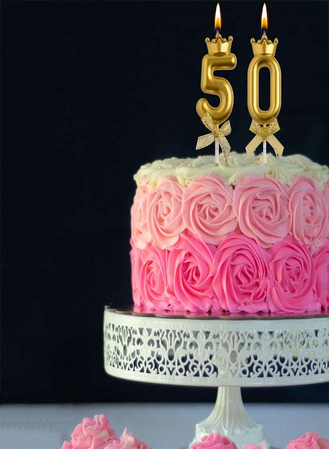 AOOLADA 50th Birthday Candles, Gold 50 Year Old Number Birthday Candles, Number 50 Candles for Men Women, Happy Birthday Party Decorations Cake Topper Gifts for Wedding Anniversary Celebration - Image 4
