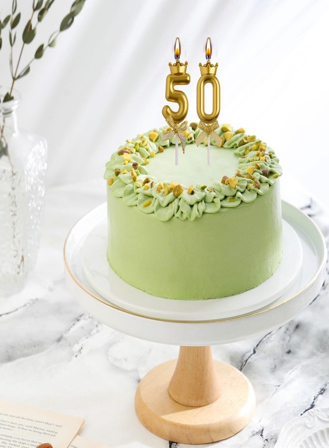 AOOLADA 50th Birthday Candles, Gold 50 Year Old Number Birthday Candles, Number 50 Candles for Men Women, Happy Birthday Party Decorations Cake Topper Gifts for Wedding Anniversary Celebration - Image 3
