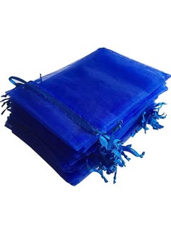 Vitacelli 100 Pcs Gift Wrap Bags Royal Blue, Organza Sheer Fabric Sturdy Material, Drawstring Organizer 13 × 18 CM  - Image 1