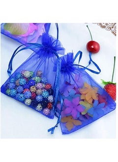Vitacelli 100 Pcs Gift Wrap Bags Royal Blue, Organza Sheer Fabric Sturdy Material, Drawstring Organizer 13 × 18 CM  - Image 2