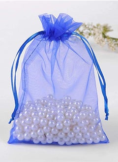 Vitacelli 100 Pcs Gift Wrap Bags Royal Blue, Organza Sheer Fabric Sturdy Material, Drawstring Organizer 13 × 18 CM  - Image 3