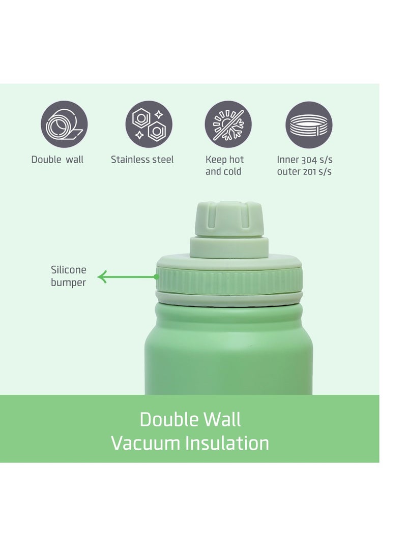 Eazy Kids Double Wall Insulated Tracking Water Bottle - Green, 800Ml  - Image 5