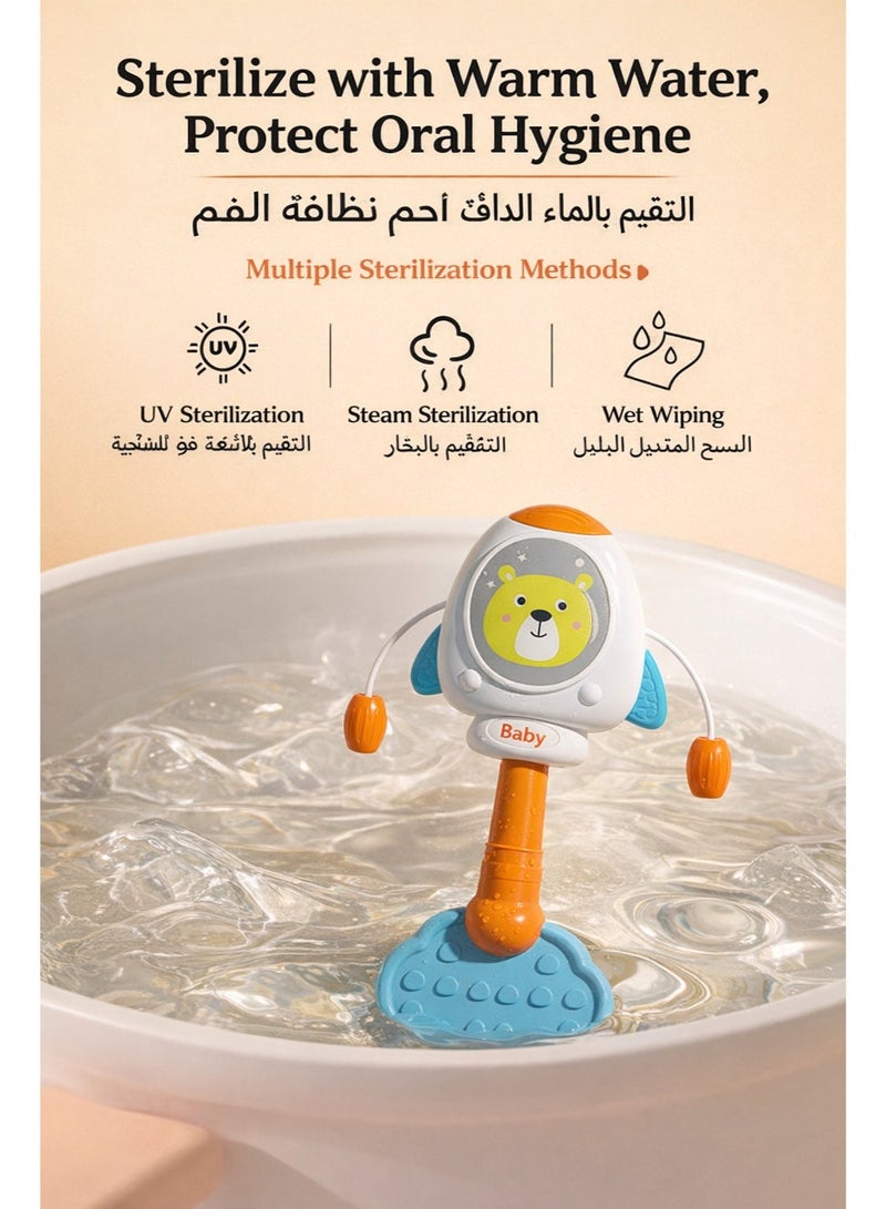 لعبة خشخيشة للأطفال مع عضّاضة سيليكون ناعمة – لعبة تسنين وتهدئة آمنة للرضع - Image 4