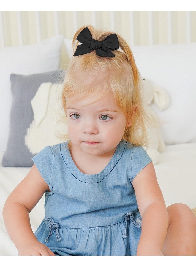 چولي بوز قطعتان من مشابك شعر مقاس 3.2 بوصة لطفلة أو طفل صغير، مشابك شعر من الكتان المحايد - أسود