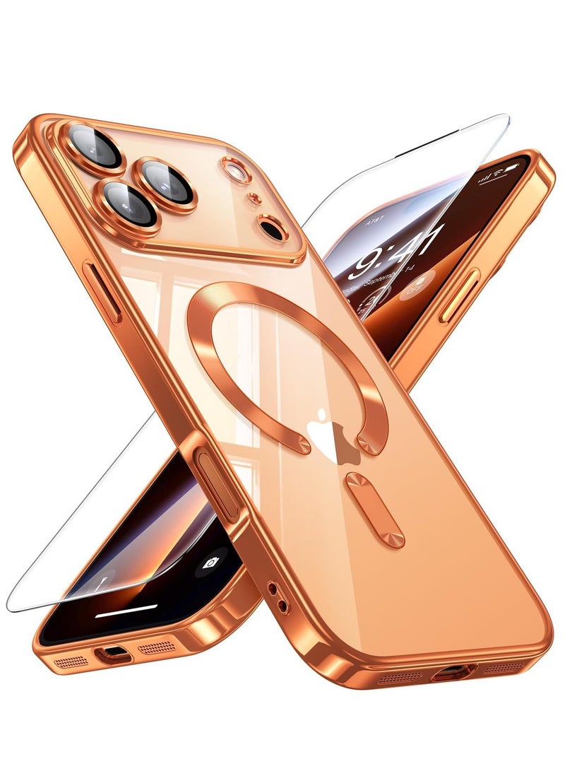 بورتوني جراب iPhone 17 Pro Max متوافق مع غطاء حماية عدسة كاميرا Magsafe مع زجاج مقوى عالي الدقة 9D لهاتف iPhone 17 Pro Max، غطاء حماية من السقوط مضاد للاصفرار لهاتف iPhone 17 Pro Max مقاس 6.9 بوصة - Image 1