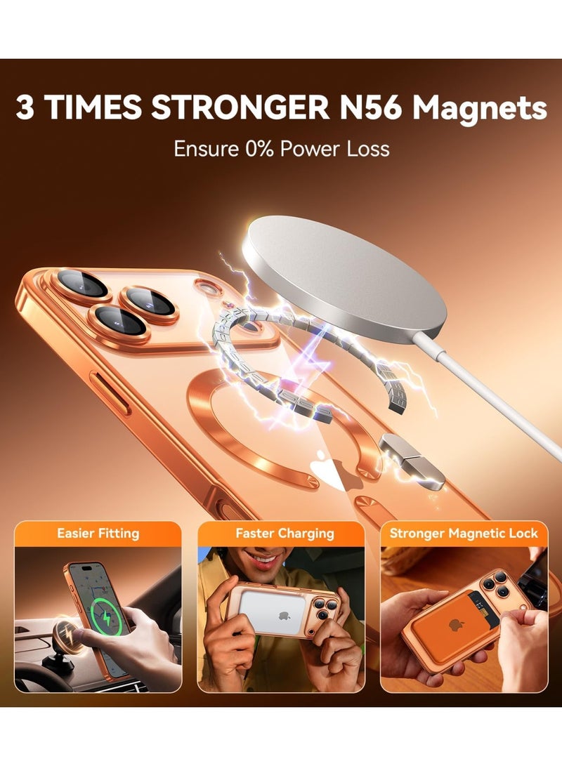 بورتوني جراب iPhone 17 Pro Max متوافق مع غطاء حماية عدسة كاميرا Magsafe مع زجاج مقوى عالي الدقة 9D لهاتف iPhone 17 Pro Max، غطاء حماية من السقوط مضاد للاصفرار لهاتف iPhone 17 Pro Max مقاس 6.9 بوصة - Image 3