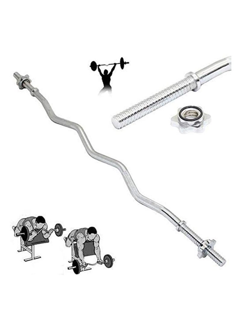 KUYING 47 Inches （120cm）EZ Curl Barbell Bar Weightlifting Bar, for Hip Thrusts/Squats/Lunges, 1-inch Weight Plates Curling Bar for Gym and Home, with 2 Star Collars (100Kg Weight Capacity) - Image 3