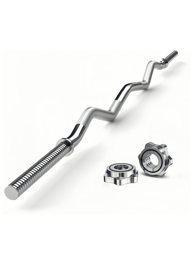 KUYING 47 Inches （120cm）EZ Curl Barbell Bar Weightlifting Bar, for Hip Thrusts/Squats/Lunges, 1-inch Weight Plates Curling Bar for Gym and Home, with 2 Star Collars (100Kg Weight Capacity) - Image 1