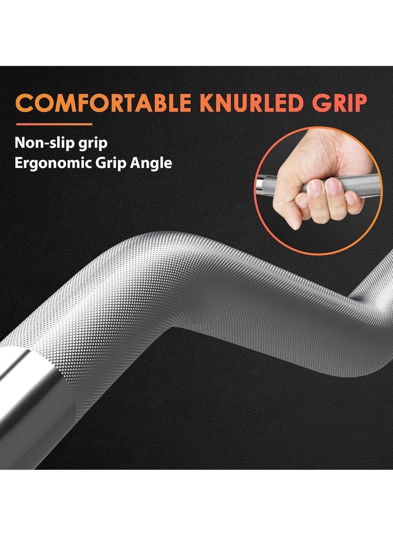 KUYING 47 Inches （120cm）EZ Curl Barbell Bar Weightlifting Bar, for Hip Thrusts/Squats/Lunges, 1-inch Weight Plates Curling Bar for Gym and Home, with 2 Star Collars (100Kg Weight Capacity) - Image 2
