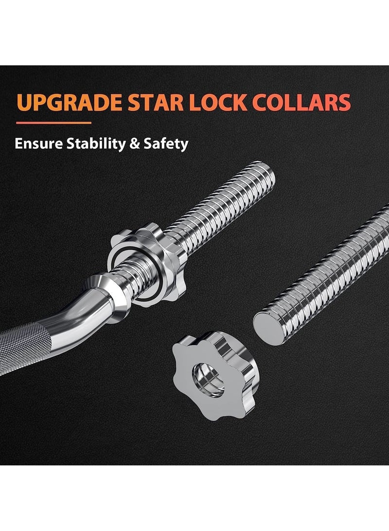 KUYING 47 Inches （120cm）EZ Curl Barbell Bar Weightlifting Bar, for Hip Thrusts/Squats/Lunges, 1-inch Weight Plates Curling Bar for Gym and Home, with 2 Star Collars (100Kg Weight Capacity) - Image 4