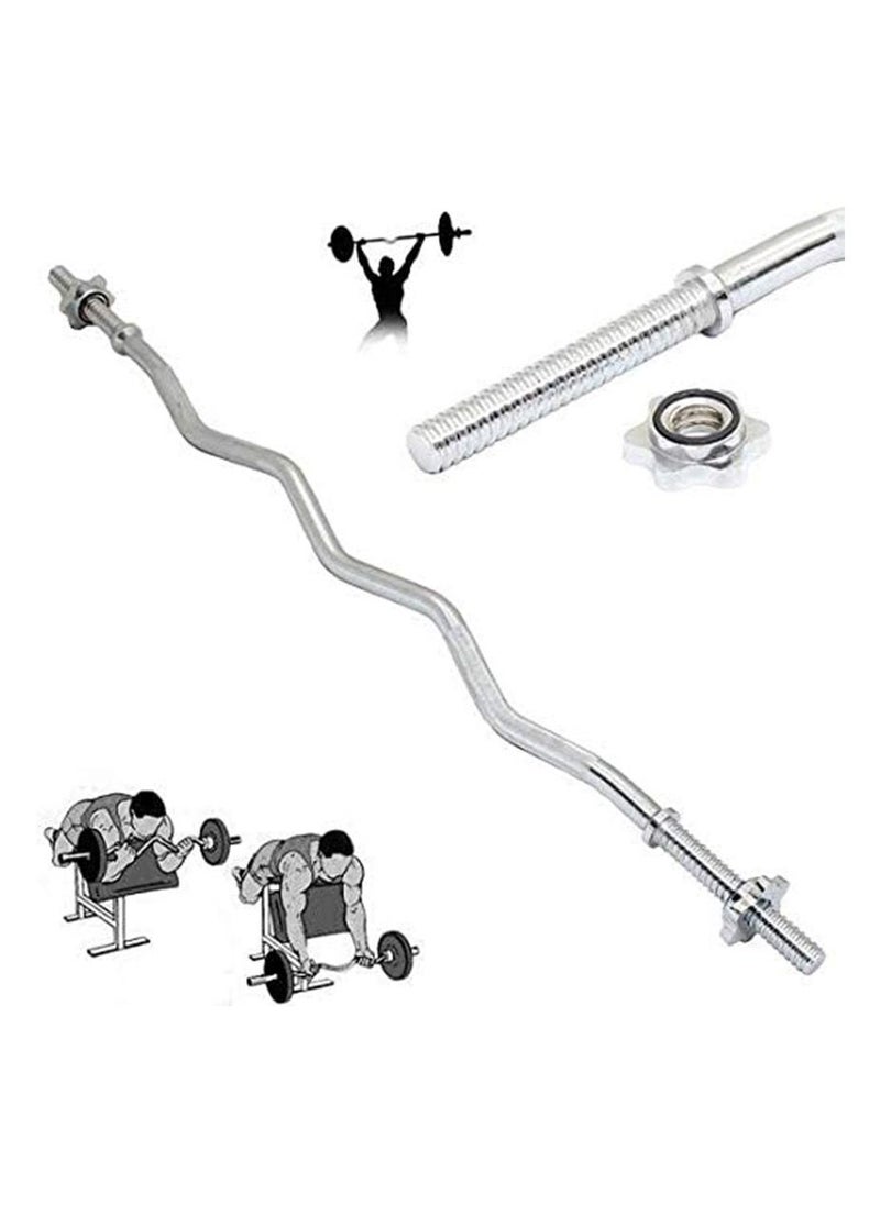 KUYING - KUYING 47 Inches （120cm）EZ Curl Barbell Bar Weightlifting Bar, for Hip Thrusts/Squats/Lunges, 1-inch Weight Plates Curling Bar for Gym and Home, with 2 Star Collars (100Kg Weight Capacity) - Image 1
