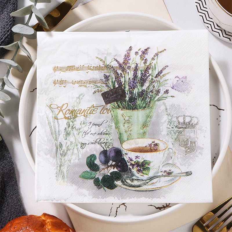 Supply Spot New Leaves Color Printing Napkin Paper Towel Western Restaurant Bakery For Facial Tissue - Image 1