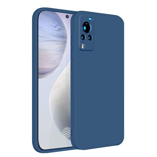 LIRAMARK Silicone Soft Back Cover Case for Vivo X60 (Blue) - Image 1