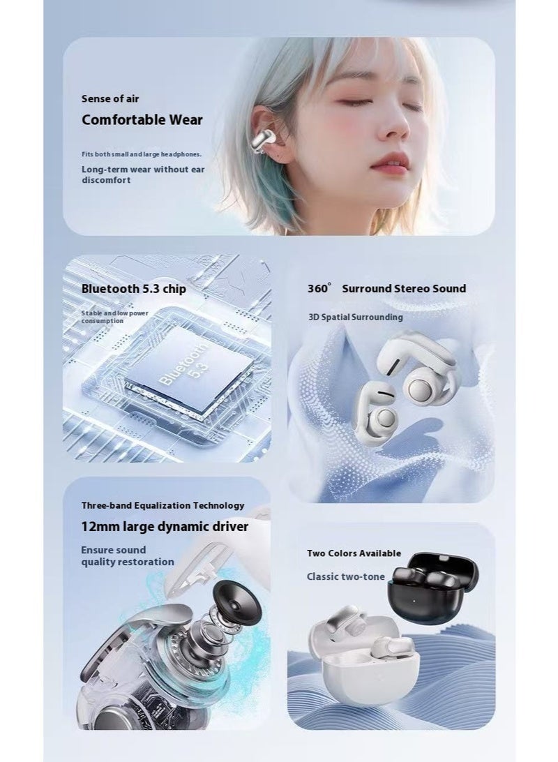 NexusTek Comfortable Open Bluetooth Earbuds | Frost Spirit White | 12mm Dynamic Driver | Immersive 360° Surround Stereo | Up to 48H Battery | Waterproof & Touch Control Wireless Earbuds - Image 3