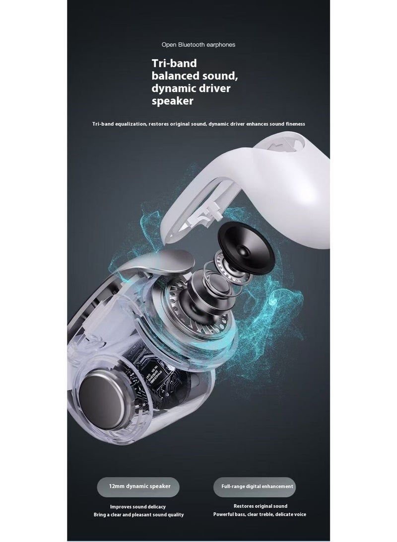 NexusTek Comfortable Open Bluetooth Earbuds | Frost Spirit White | 12mm Dynamic Driver | Immersive 360° Surround Stereo | Up to 48H Battery | Waterproof & Touch Control Wireless Earbuds - Image 5