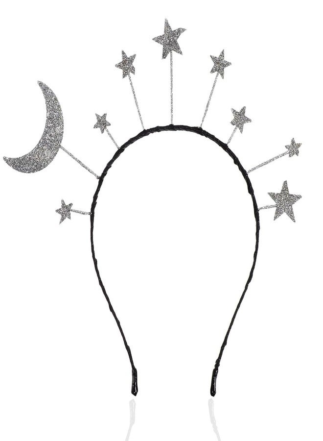 أواركيف طوق رأس أوركيف جالاكسي مون آند ستار - قطعة رأس فضية تنكرية للنساء، إكسسوار لحفلات الهالوين والكريسماس - Image 1