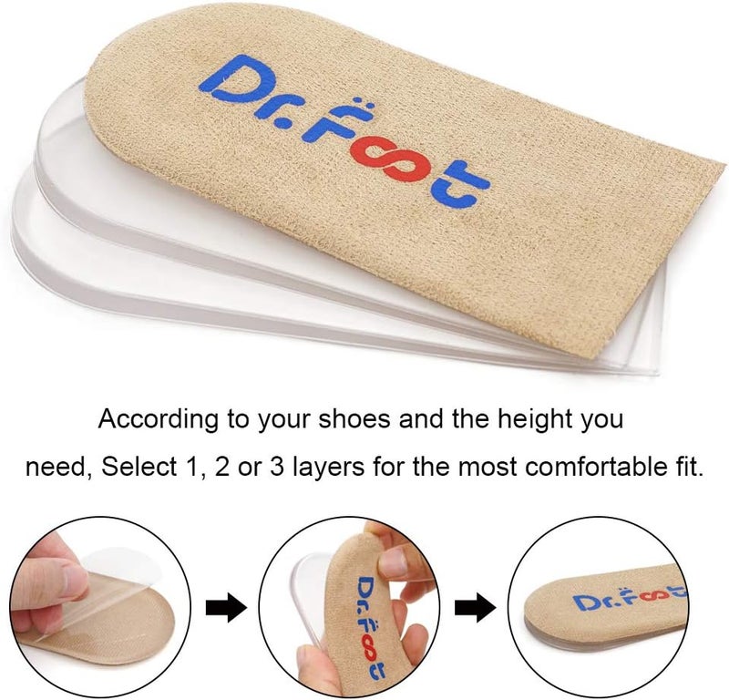 Dr.Foot Adjustable Orthopedic Heel Lift Inserts for Leg Length Discrepancies and Heel Pain (Beige, 3 Layers) - Image 4
