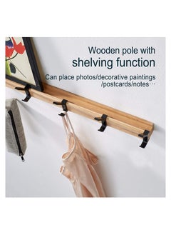 Excefore Coat Hook Rail Wall Mounted Coat Rack-5 Double Hook, 15 Inch Aluminum, Metal for Coat Hat Towel Robes, Wooden Wall Hooks for Hanging Coat Hooks Hat Rack Towel Hooks Coat Hanger(Black 1PCS)  - Image 4