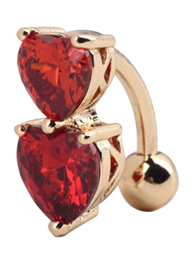 Zircon Studded Two Hearts Belly Ring